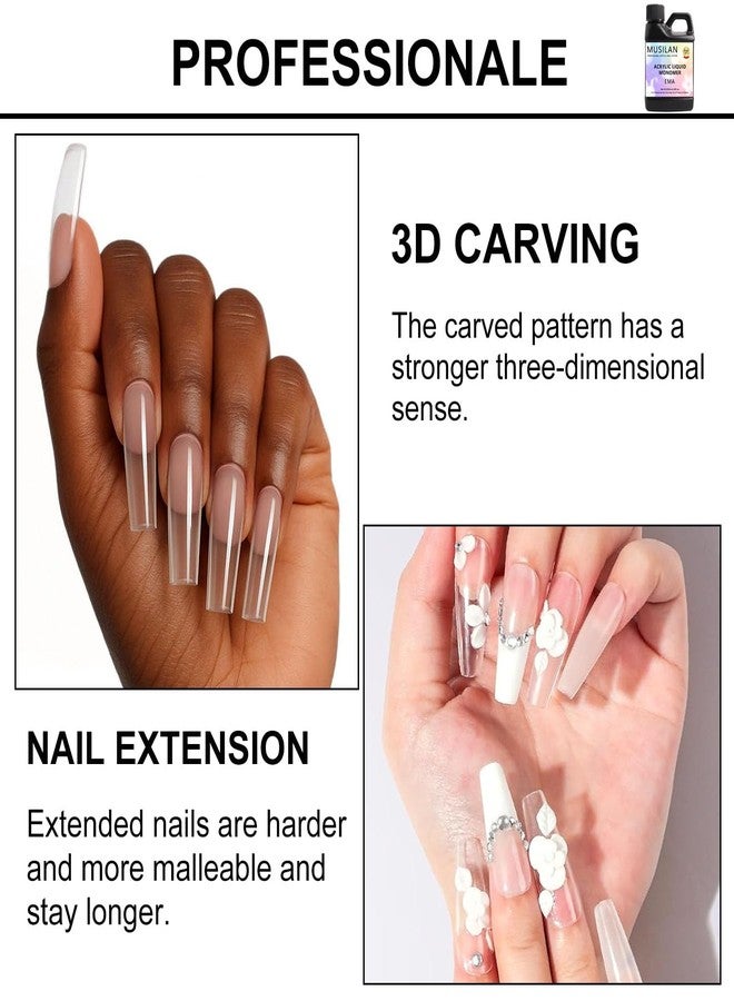 MUSILAN Monomer Acrylic Nail Liquid - 8.45oz Professional Monomer For Acrylic Powder Application,Non-Yellowing MMA-Free Nail Monomer Liquid for Beginners DIY at Home Nail Salon &Nail Extension Carving - Image 5